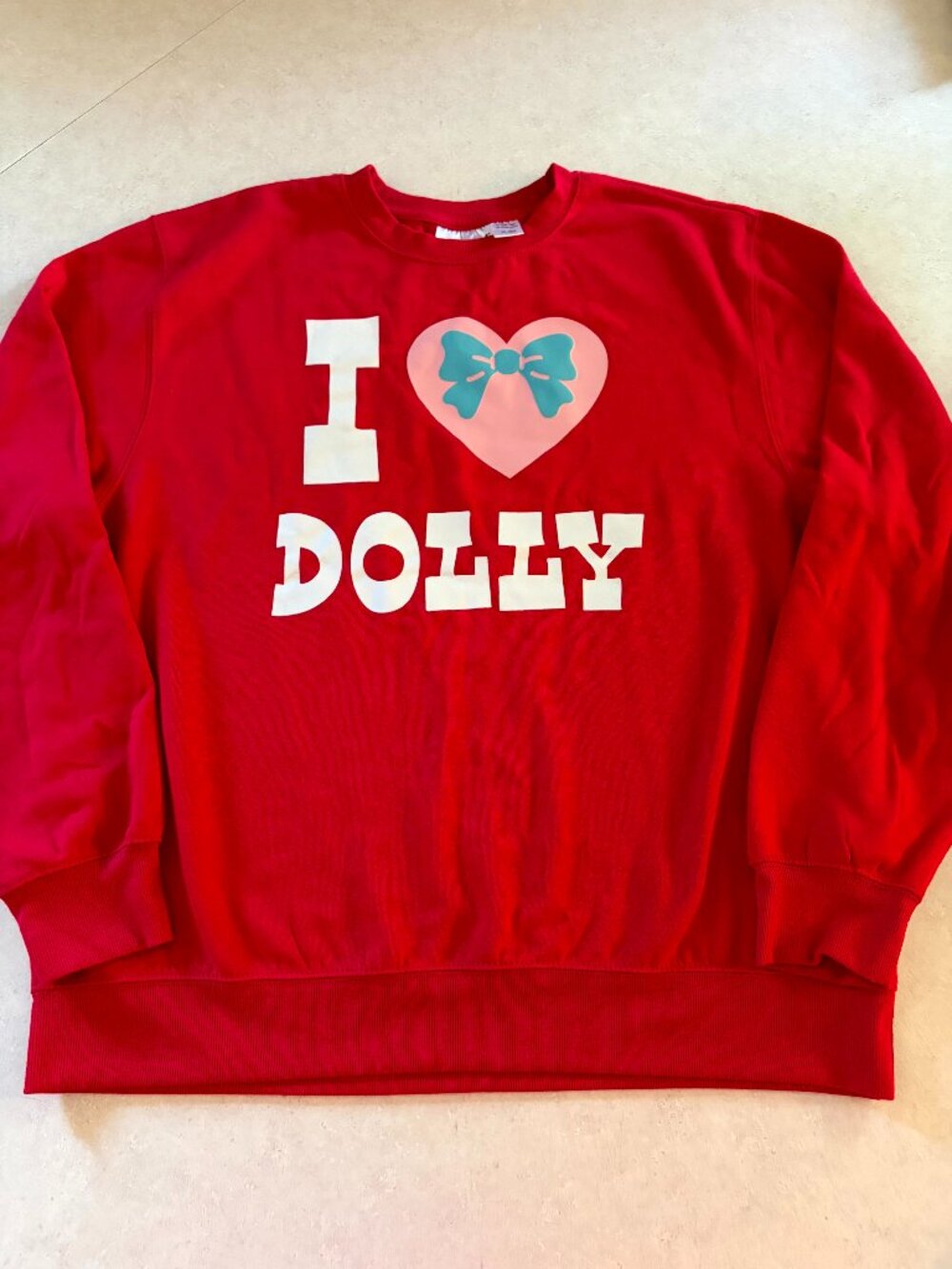 Dolly Parton SIZE XL "I LOVE DOLLY" Ladies Red Sweatshirt